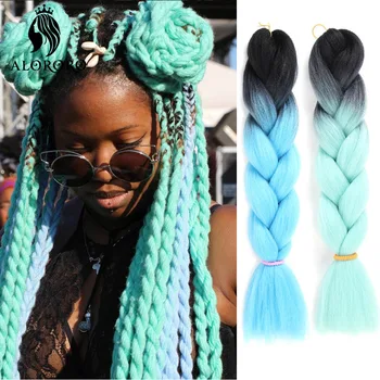 Alororo Afro Vlasové Sieťky, Syntetické Pletenie predlžovanie Vlasov pre Vrkôčiky 24 Palcov Ombre Jumbo Braid Vlasy 100 Farieb, Veľkoobchod