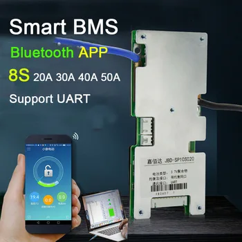 Smart 8S 24V 50A Lifepo4 Lítium železa fosfát Batérie Ochrany Palube W Rovnováhy BMS systém Bluetooth APLIKÁCIU PC 3.2 V 40A 30A 20A