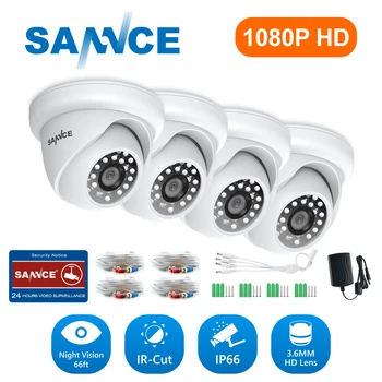 SANNCE 4*1080P HD Dome Kamery Zabezpečenia IP66 Poveternostným vplyvom Analógový Bezpečnostných Kamier pre Vnútorné a Vonkajšie Jasné Nočné Videnie Cam