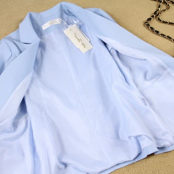 Úrad žien vyhovuje dva-dielna vysoko kvalitné 2019 jeseň tenkým dlhým rukávom modrej sako žena Bežné ostrihané oblek nohavice
