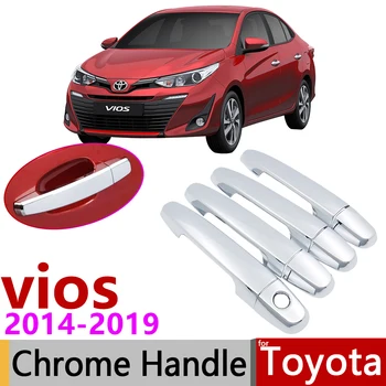 Pre Toyota vios XP150 Limo~2019 Chrome Exteriérové Dvere, Rukoväť Kryt Auto Príslušenstvo Nálepky Výbava Nastaviť 2016 2017 2018