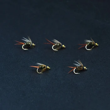 5 ks/pack Perličiek Hlavu Princ imitujúcich stonefly caddis mayfly dobre miloval víla vzor 14# umývadlo rýchlo lietať rybolovu pstruhov mokré mušky