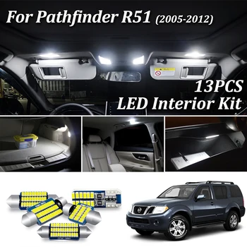 13Pcs Biela, Canbus led Auto osvetlenie interiéru Auta pre 2005-2012 Nissan Pathfinder R51 interiérové led Mapu špz Footwell svetlo