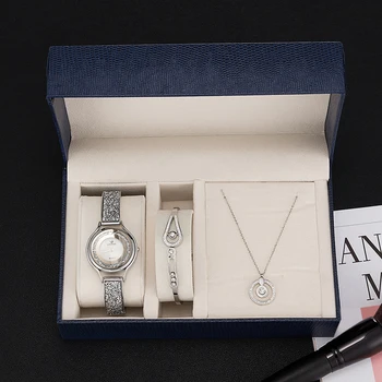 ZONMFEI značky darček box set 3ks ženy, luxusné náramkové hodinky/nerezová oceľ náramok/nerez náhrdelník nastaviť populárne smart štýl