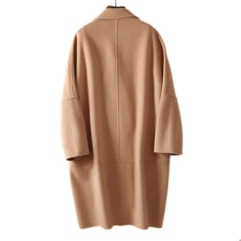 LANMREM 2021 jesenné a zimné nové žien double-breasted elegantné módne teplé široký-v strede zúžený vlny kabát žien voľné kabát 2A884