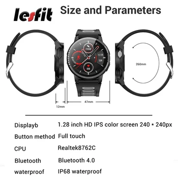 Lesfit Kolo Plne Dotykový Mužov Smart Športové Hodinky Ženy Bluetooth Nepremokavé Smartwatch Android Srdcovej Činnosti, Fitness Tracker