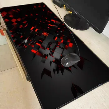 Herné Podložka pod Myš Čierna a Červená 3D Vzor Stôl Mat s High-end Gumy Myší Pad 300x700/400x700mm Herné Príslušenstvo Tabuľka Pad