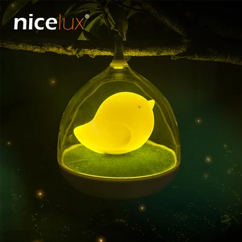 Kreatívne Roztomilý Birdcage LED Nočné Svetlo USB Nabíjateľné Dotykový Stmievač Tabuľka Vták Ľahké Prenosné Noc Čítanie pre Deti Baby
