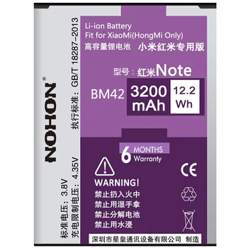 NOHON Batérie Pre Xiao Redmi Poznámka 2 3 Hongmi 1 1S 2 2A 3 3S 3X 4X BM42 BM41 BM45 BM46 BM47 Mobilný Telefón Náhradná Bateria