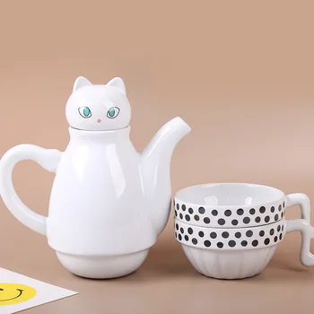 Roztomilé Anime Mačka Keramická Kanvica Cup Set Creative Hrnček Domácnosti Riad Narodeniny Gift1271