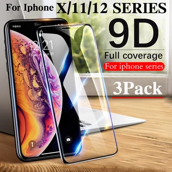 3 Pack Ochranná Fólia pre iphone, 11pro, Xr X XS 12 Mini 11 Pro MAX Prípade Screen Protector Tvrdeného Skla pre Iphone 11 Verre Glas