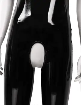 Dámske Spodné Prádlo, Sex Latex Kombinézu Mokrý Vzhľad Lakovanej Kože U Krku Bez Rukávov Crotchless Catsuit Trikot Romper Jumpsuit Clubwear