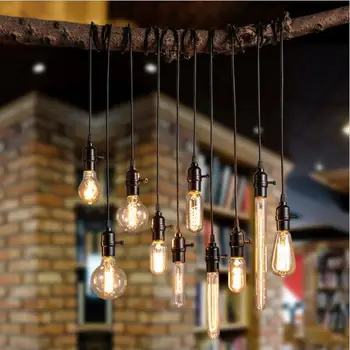 Edison starožitný luster objímky E27 skrutkovač lampholder bar teahouse odrazové svetlo vedúci visí linka zariadenie, príslušenstvo