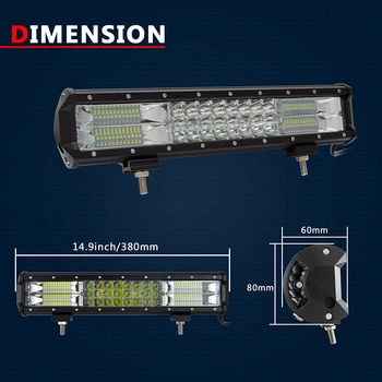 Auxtings 7D 3-Riadok LED Svetlo, Bar Offroad Led Bar Combo Lúč 14