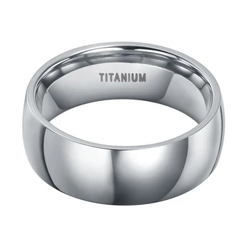 8 mm Klenutý Dizajn pánske Klasické Striebornej Farbe Titanium Prsteň Leštené Svadobné Kapela Módne Šperky Mužov Pohodlie, ktoré Zapadajú anel masculino