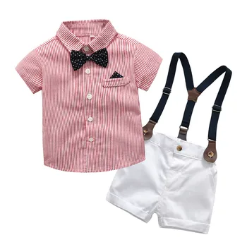 Detská Baby Chlapci Gentleman motýlik T-Shirt Topy+Šortky, Nohavice Oblečenie Oblečenie baby boy šaty 2021 Nové