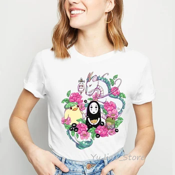 Japonského komiksu, Anime tlač tričko ženy vtipné tričko camiseta mujer kawaii totoro Ducha Preč žena t-shirt Hayao Miyazaki