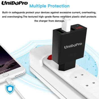Unidopro 3-Port USB EÚ Zástrčku Sieťovej Nabíjačky pre LG G Pad F 8.0 V495 V480 GPad X VK815 V500 2.4 Cestovné Chargeur w/ LED Displej