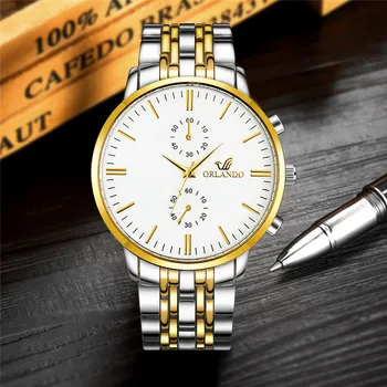 ORLANDO Muži Hodinky Luxusné Zlaté Hodinky Mužov z Nerezovej Ocele, Quartz náramkové hodinky Módne Business Hodinky relogio masculino