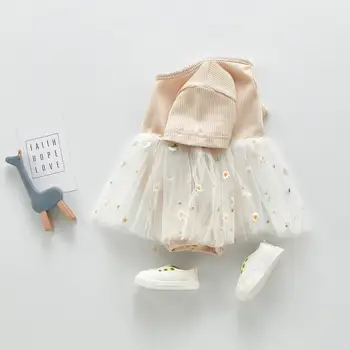 Angoubebe 202H08 princezná šaty patchwork dievča šaty letné dieťa dieťa dievča kvetinový tylu sukne s jumpsuit dizajn