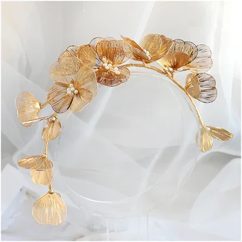 2020 Nové Retro ručné zlaté lístie hairband pre ženy tiara svadobné headress svadobné doplnky do vlasov vlasy, šperky headpiece