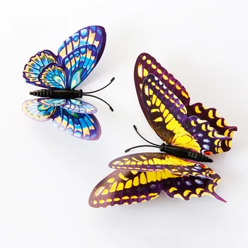 12Pcs 3D dvojvrstvové Motýľ Stenu-Nálepky na stenu pre Domova DIY Motýle Chladnička Magnet nálepky Miestnosti Dekorácie
