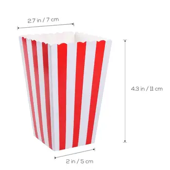 24pcs Popcorn Boxy Držiteľ Kontajnery, Obaly Papierové Tašky Prúžok Box pre Film, Divadlo Dezert Tabuľky Svadobné Zdvorilosti (Červená)