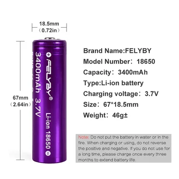 HORÚCE!FELYBY Nový, Originálny 18650 Batéria 3,7 V 3400mAh 2-10pcs Vysokou Kapacitou Lítiové Dobíjacie Batérie