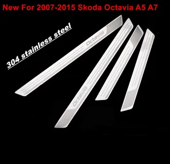 Vynikajúci Pre Nové 2007-2017 Škoda Octavia A5 A7 doplnky z Nerezovej ocele Dvere, parapetné dosky auta styling