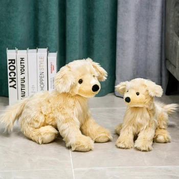 Roztomilý zlatý retriever psa, plyšové hračky, plyšový pes vypchaté zvieratá oblečenie pre bábiku deti deťom darček k narodeninám