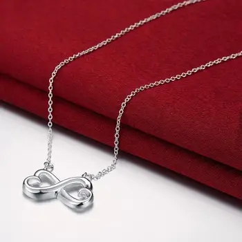 925 Sterling Silver Jemné Šperky Najlepší Priateľ Navždy Nekonečno Lásky dvojitý Prívesok srdce Náhrdelníky pre Ženy, Darčeky Striebornú Reťaz