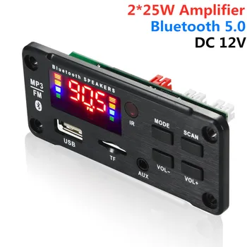 ARuiMei 2*25W 50W zosilňovač Prehrávač MP3 Dekodér Rada 6V-12V Bluetooth 5.0 Auto FM Rádio Modul Podpora TF USB, AUX
