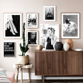 Čierna A Biela Francúzsky Elegantné Ženy Fotoaparát Rukavice Plátno Na Maľovanie Na Stenu Umenie Plagátu A Tlač Pre Obývacia Izba Domáce Dekorácie