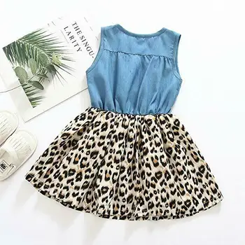 Batoľa detská dievča šaty bez rukávov leopard šaty pre deti dievča vestidos