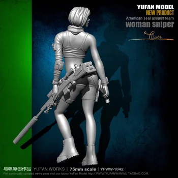 Yufan Režim 1/24 Vojak Model Sexy Žena Sniper Živice Obrázok Auta 75mm bezfarebný A Self-assembled Yfww-1842