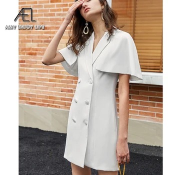 AEL sako Šaty Pre Ženy Cape rukáv Vysoký Pás strany Mini Šaty 2020 elegantný štíhly office lady Príliv Oblečenie
