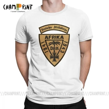 Voľný čas Wehrmachtu T-Shirt pre Mužov O Krk Bavlnené Tričko DAK Deutsches AfrikaKorps Afrike 1941-43 Tees Vytlačený Oblečenie