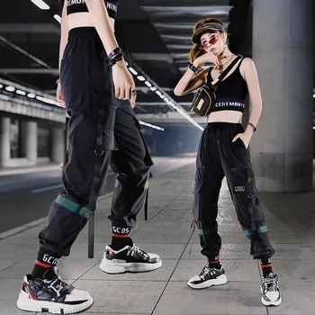 Streetwear Cargo Nohavice Ženy Príležitostných Bežcov Čierna Vysoký Pás Voľné Ženskej Hip Hop Nohavice Príčinné Pnats