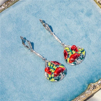 Drop-tvarované náušnice kvety kreatívne ženy móda Valentína dary malé svieže a jemné šperky, veľkoobchod
