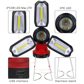 Multifunkčné Nabíjateľná KLASU Pracovné svetlo LED Baterka Camping Prenosné Svietidlo 6 Režimov Deformovateľné Efektné Osvetlenie USB Kábel