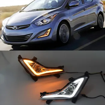 LED Svetlá pre Denné svietenie DRL Hmlové Svietidlo Kryt puzdro pre Hyundai Elantra Sedan 2016 S Turn Signál Žltá