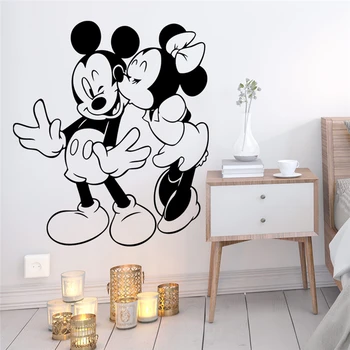 Cartoon mickey minnie mouse samolepky na stenu pre deti izby domova príslušenstvo disney stenu vinyl nástenné art diy tapety
