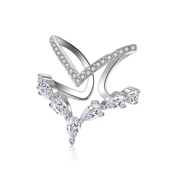 Hot predaj módnych lesklé cz zirkón žena svadobný dar 925 sterling silver dámy prst prstene, šperky veľkoobchod ženy lacné