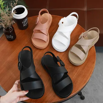 SWONCO PVC Sandále, Topánky Ženy Lete Casaul Topánky 2020 Nové Plastové Ríme Platformu Sandále Pre Ženy Biele Topánky Jelly Sandále