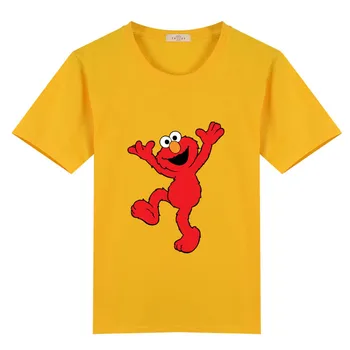 2020 letné módy roztomilý elmo Tlač Funny T shirt Dieťa Dievčatá Cartoon Letné Topy Deti Veľký Ležérne Oblečenie