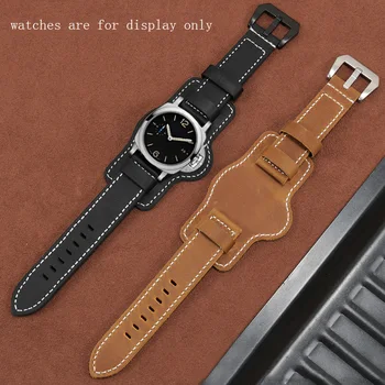 Matné Kožené watchband 20 mm 22 mm 24 mm 26 mm čierny hnedý pásik s pin pracky vhodné pre PAM441 pánske hodinky príslušenstvo