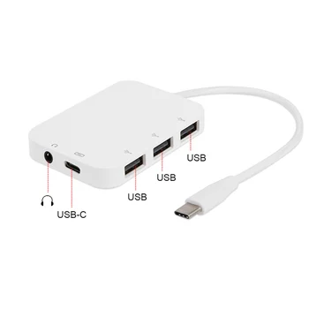 5 V 1 Adaptér USB C Audio Výstup Expander Prevodník Typ C Vysoká Rýchlosť Pre Prenosný Počítač USB Hub, Prenos Dát Univerzálny