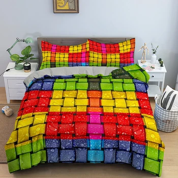 3D Rainbow Farebné Vytlačené Cumlík posteľná bielizeň Sady Moderné Geometrické Polyester Deka Perinu Pre Spálňa Decor