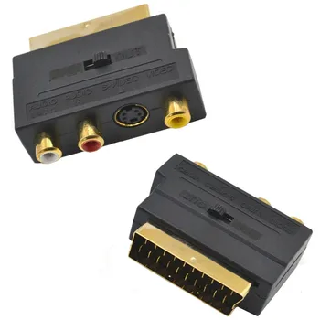 RGB SCART Mužov a 3 RCA Samica AV Audio Video M-F Adaptér Converter pre TV VCR