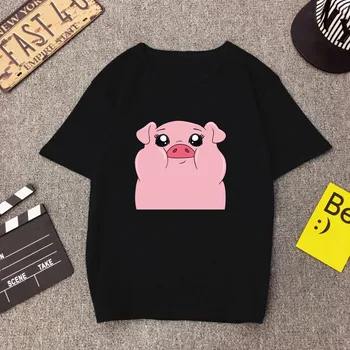 Kawaii Ružová Ošípaných Grafika Ženy 's T Shirt Harajuku Estetické košele pre Ženy, Ženské Punk oblečenie nadrozmerné T-shirt Topy Žena
